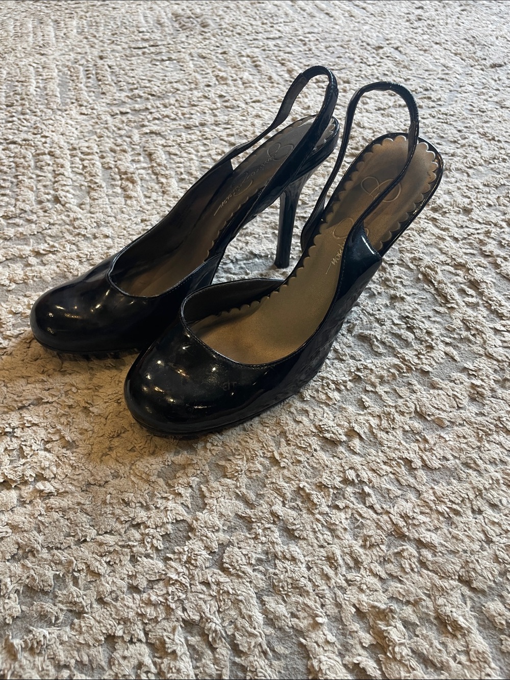 Jessica Simpson Black Patent Slingback Heels